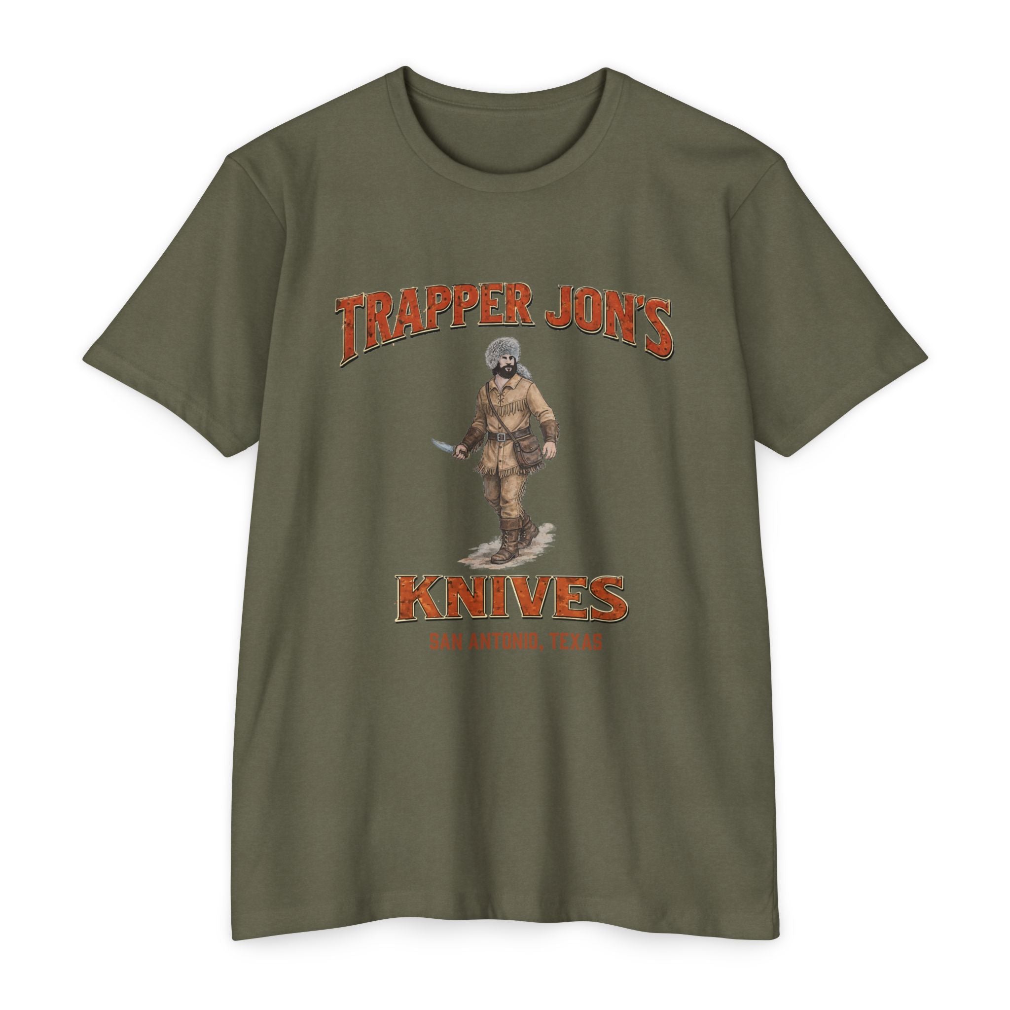 Trapper Jon's Knives T-Shirt — Vintage Hunting Logo Tee