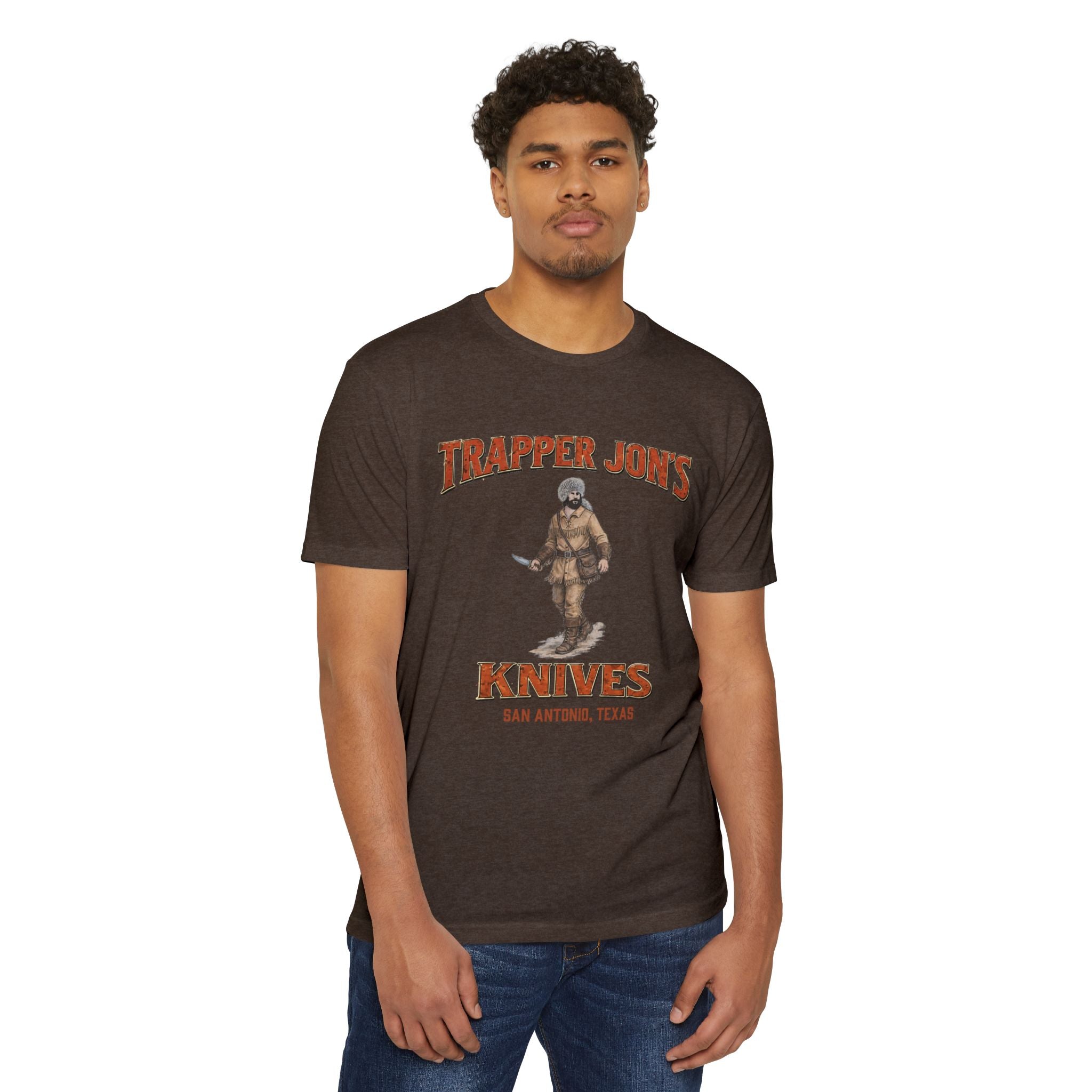 Trapper Jon's Knives T-Shirt — Vintage Hunting Logo Tee