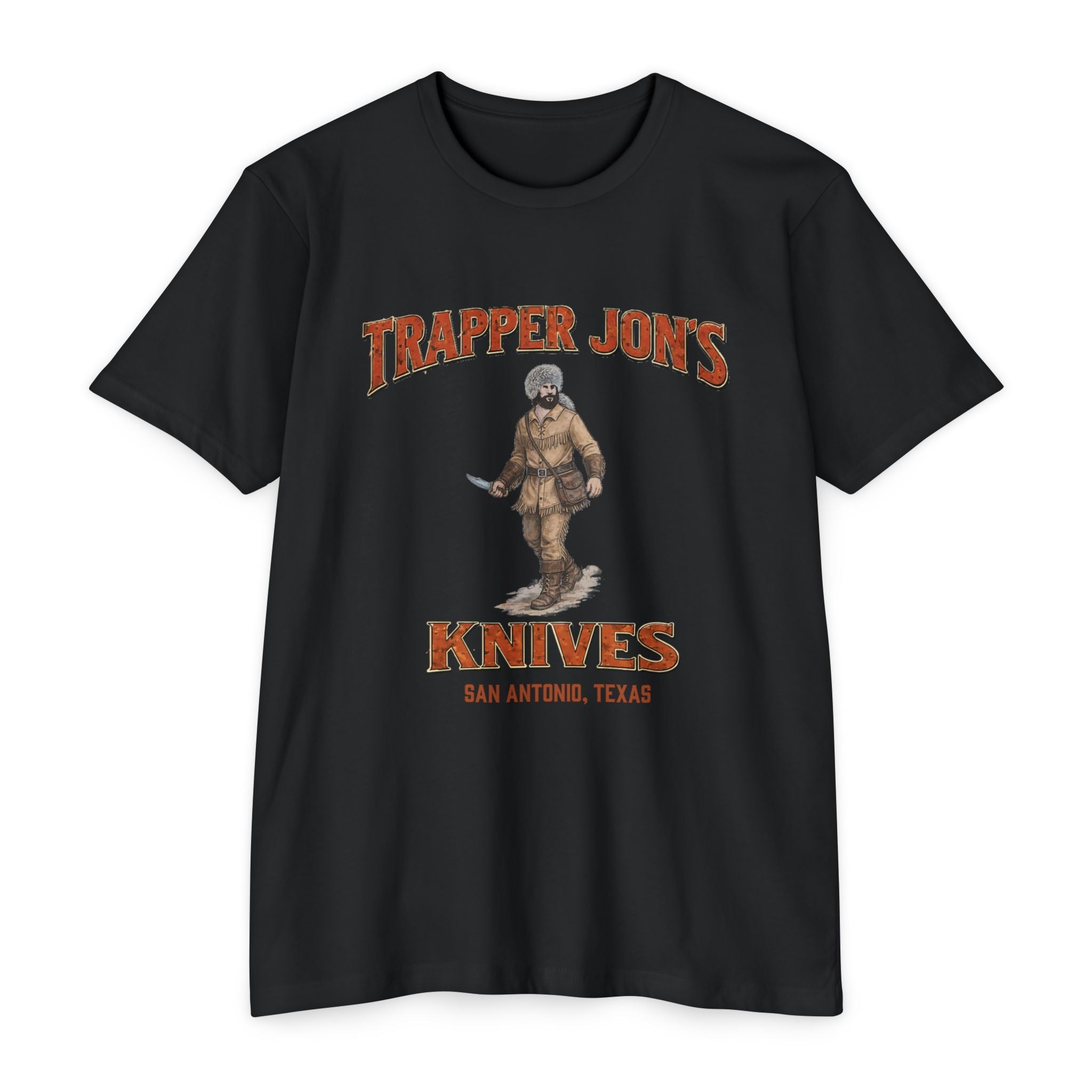 Trapper Jon's Knives T-Shirt — Vintage Hunting Logo Tee