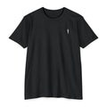 Minimalist Knife T-Shirt — Small Chest Knife & Back Barcode Graphic